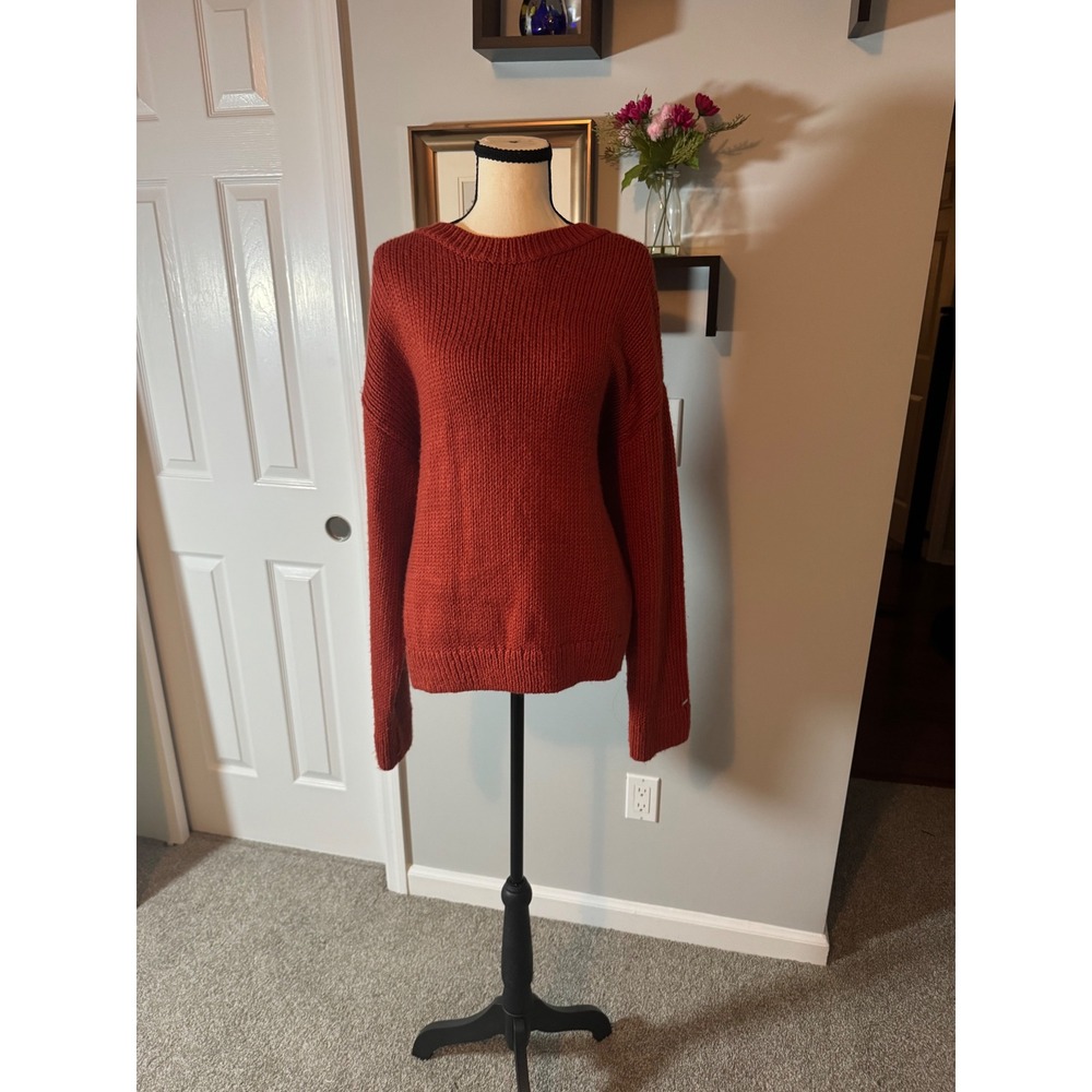 Victoria's Secret PINK Reversible V-Neck Crew Neck Oversized Sweater Rust Large